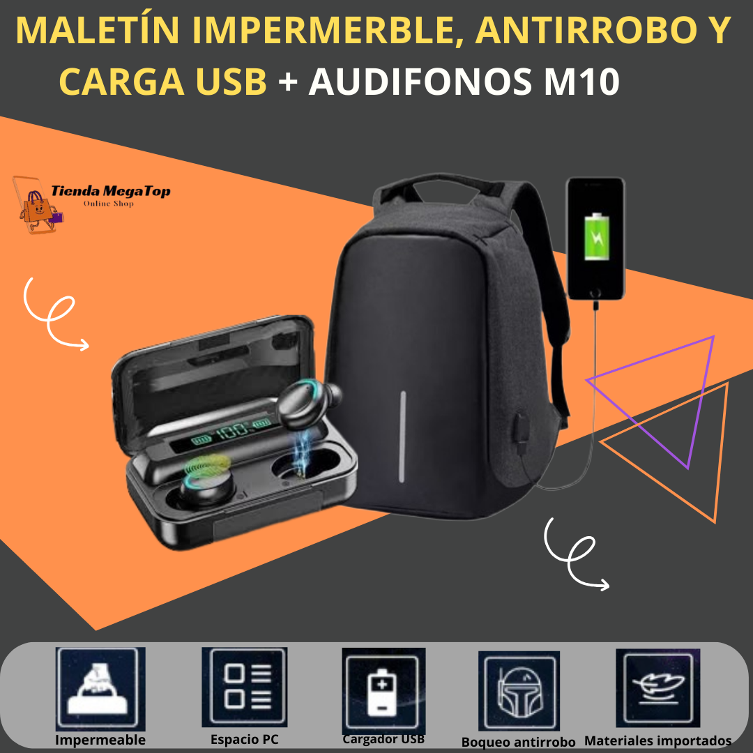 Super Combo de Seguridad y Estilo: Maletím original Antirrobo + Audifonos